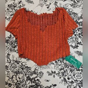 Hanky Hem Crop Top Rust Colored